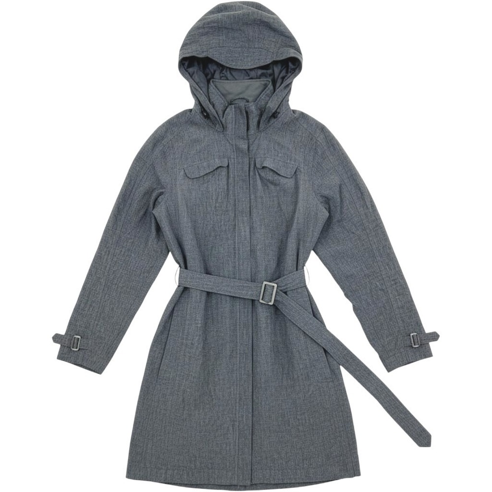 REI Womens XL Gray Hooded Belted Trench Coat Jacket Full Zip RN37249